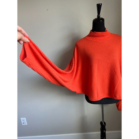 Pilcro Women's Mock Neck Dolman Sleeve Ribbed Orange Cropped Sweater Size XL - Picture 7 of 11